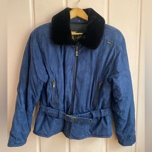 SKEA Vintage Blue Ski Jacket with Black Detachable Collar